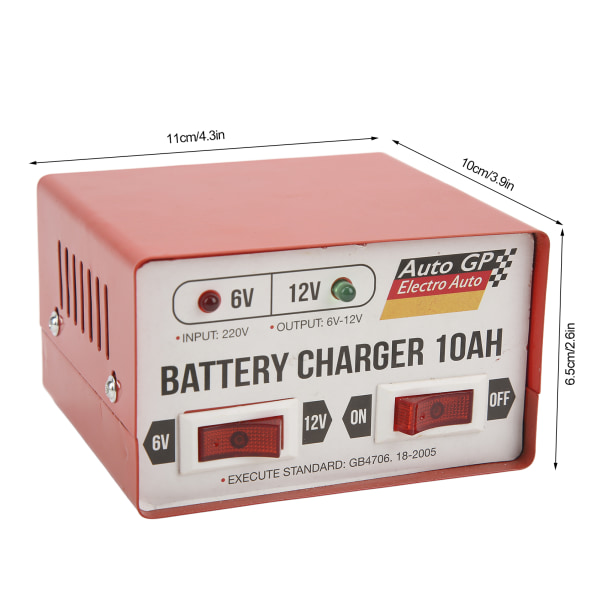 Smart Bilbatterioplader - Hurtig opladning og reparation, 6V/12V justerbar, rød, EU-stik, 110-220V