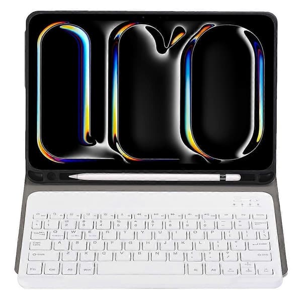A13B Leather+TPU Tablet Protective Bluetooth Keyboard Case with Pen Holder for iPad Pro 11 (2024)