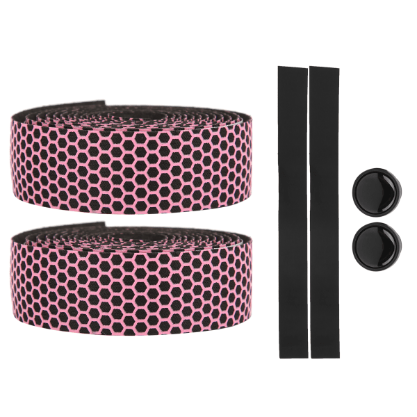 Terrengsykkelstyre Wrap Sykkel Anti-Slip Bar Grip Tape med 2 stk stangplugger (rosa)