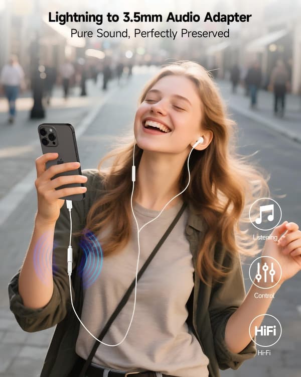 Lightning till 3,5 mm hörlursadapter (2-pack) — Ljudadapter/omvandlare för iPhone