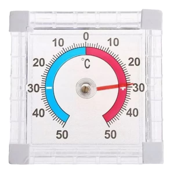 Innendørs/utendørs termometer med klebefunksjon -50° til +50°C, 7,5*7,5cm