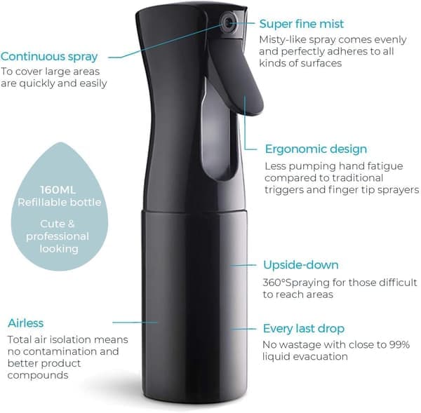 150 ml svart sprayflaske hårspray, vanntåke B
