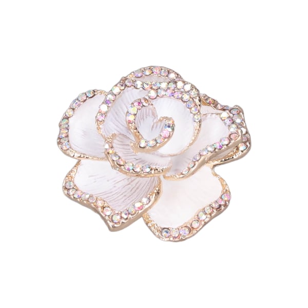 Brosch Pin Camellia Form Elegant Utsökt Strass utsmyckad Brosch för kvinnor Kläder Siden Halsduk Dekoration PresentVit