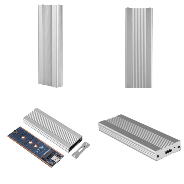 USB3.1 til M.2 NVME-harddiskboks SSD-boks kabinett NGFF PCIE til Type C Adapter Sølv&Hvit