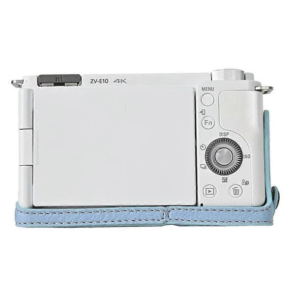 z8k Camera Case for Sony Alpha ZV-E10, Litchi Texture Leather Case G0q with Battery Hole + Strap - S