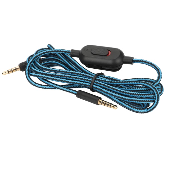 Spelheadsetkabel vävd hörlurssladd med volymkontroll och mute-omkopplare för Logitech G Pro X G433 G233 Blue