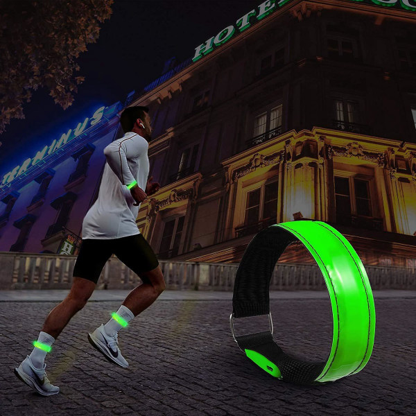 Oppladbart LED-armbånd - Sikkerhetslys med justerbar lengde for løping og sykling