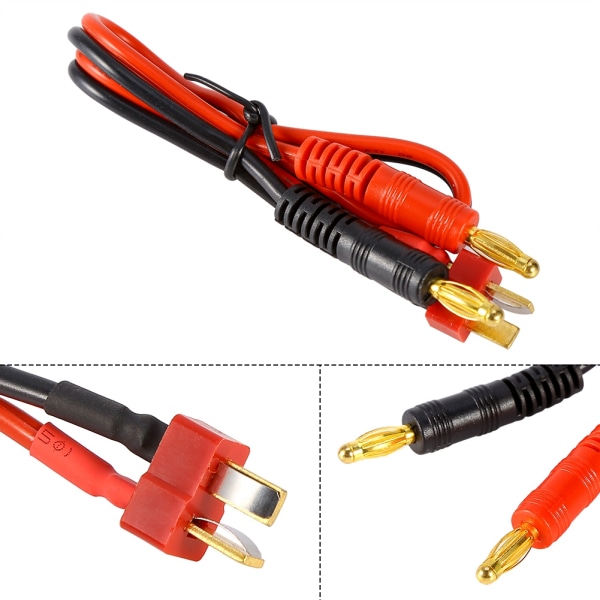 30 cm anslutningskabel T-kontakt till 4 mm banankontakt för IMAX B6 B6AC B8-laddare