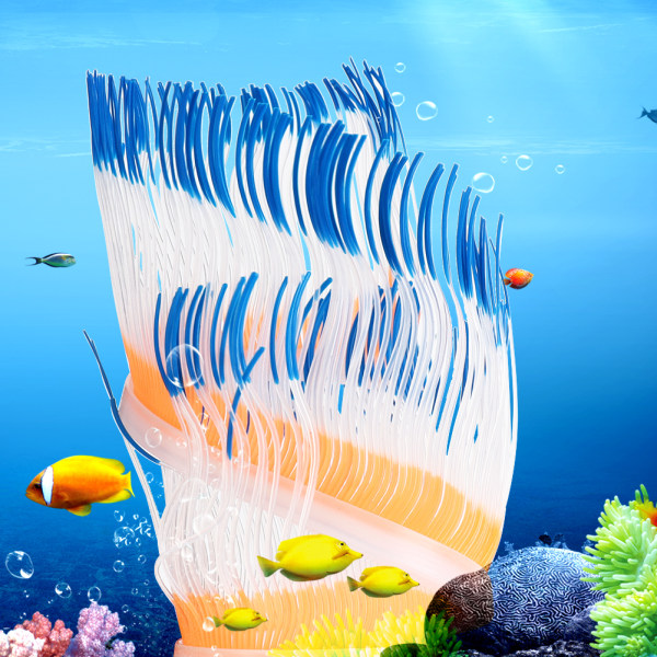 Akvarium akvarium kunstig silikone koral søanemone vand plante landskab ornament dekoration tilbehør50 cm blå
