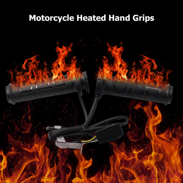 Justerbara uppvärmda handtag för motorcykel - 12V DC elektrisk varmvärme - Passar 22 mm styre - Temperaturkontroll - Motorcykel ATV-tillbehör