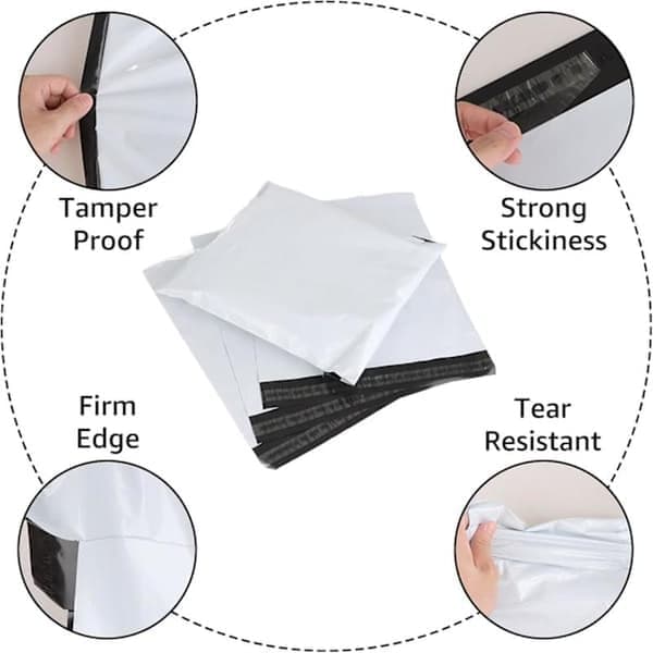 100-pack poly-postpåsar för kläder, 250x350 mm extra starka vattentäta självhäftande fraktpåsar