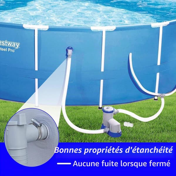 set med 2 poolavstängningsventiler (32 mm till 38 mm), adapter för poolslang