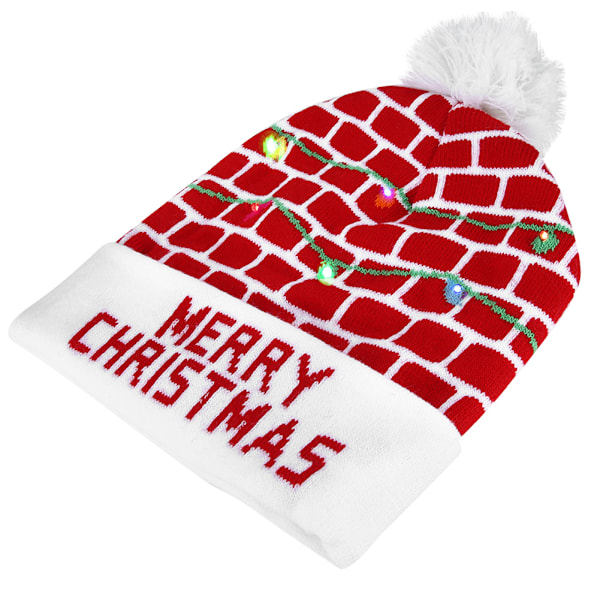 Stickad mössa färgglad ljus fest semester jul mössa hatt för barn vuxen #5