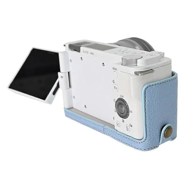 z8k Camera Case for Sony Alpha ZV-E10, Litchi Texture Leather Case G0q with Battery Hole + Strap - S