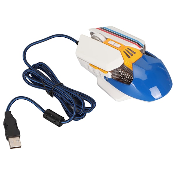 Trådbunden Ergonomisk RGB-Bakgrundsbelyst Mus med Justerbar DPI, 7 Programmerbara Tangenter, Spelmus för Spel, Kontor, Studier, Vit
