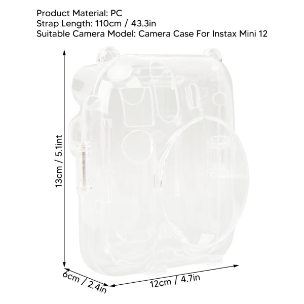 PC Anti-ripe kameraomslag med justerbar skulderstropp for Instax Mini 12