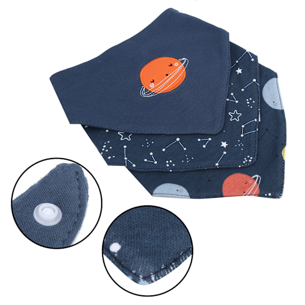 3 stk. Baby Burp Slobber Klud Rumtype Trekant Ren Bomuld Dribble Bib til 3-24 MånederRum