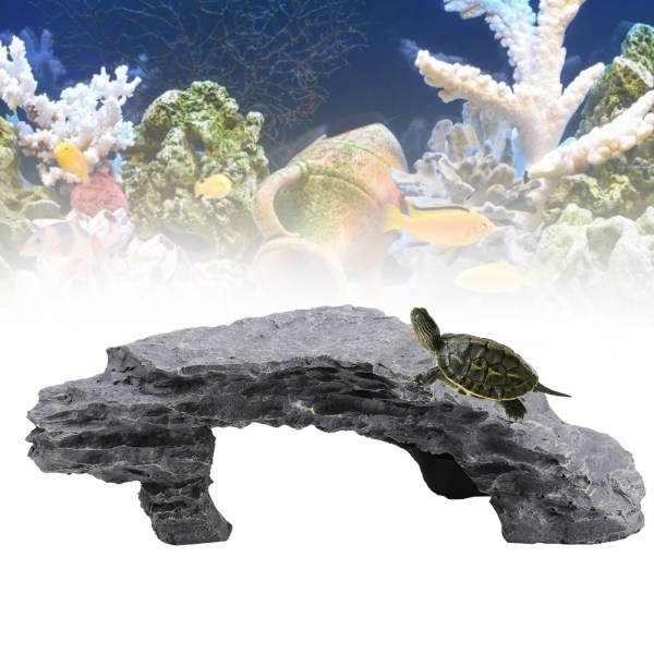 Hiding Cave Aquarium Skildpadde Krybdyr Basking Skjul Habitat Dekoration Ornament