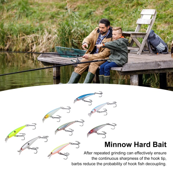 8 stk. Minnow fiskelokke 5 cm/3 g Kunstig synkende langt kast Hårdt agn Wobbler Jig Agn