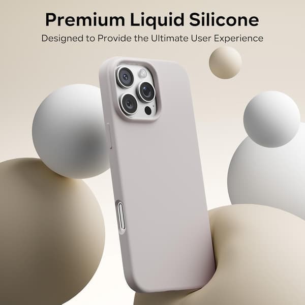 17 Pro Max Flytende Silikon Støtsikkert Deksel Kompatibel med 17 Pro Max Mykt Deksel Full Beskyttelse (Lys Grå) Lys Grå iPhone 16 Pro Max Lys grå Light grey iPhone 16 Pro Max