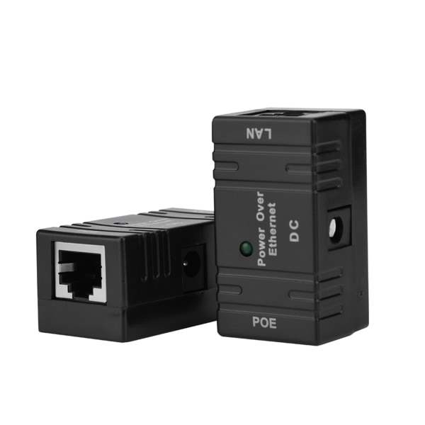 2 STK RJ45 POE strømforsyningsmodul POE-injektor Ethernet-adapter for nettverks IP-kamera svart