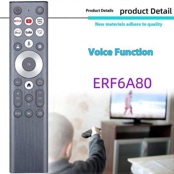 ERF6A80 Remote Control with Voice Control for Hisense TV, Ergonomic Infrared Replacement Control