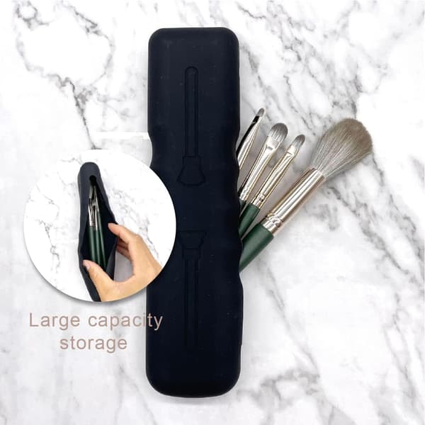 Makeupbørste rejseetui, blødt og elegant makeupværktøjsorganizer til rejser, sort