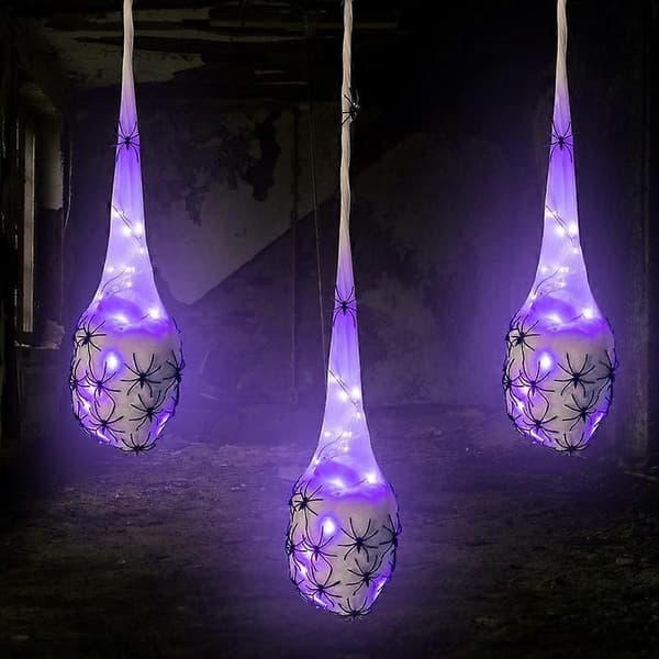 3.2FT Halloween Decoration Hanging Luminous Spider Egg Cocoons 3-pack