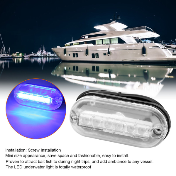 LED Undervattensljus Vattentät Marine Båt Yacht Bottom Lamp DC12V 3WBlue