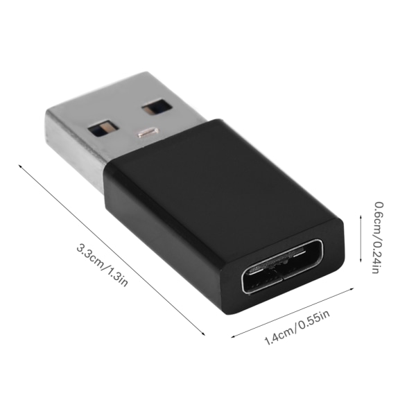 USB 3.0 A uros-USB-C 3.1 Type C naaras OTG-sovitin (2 pakkaus) - musta