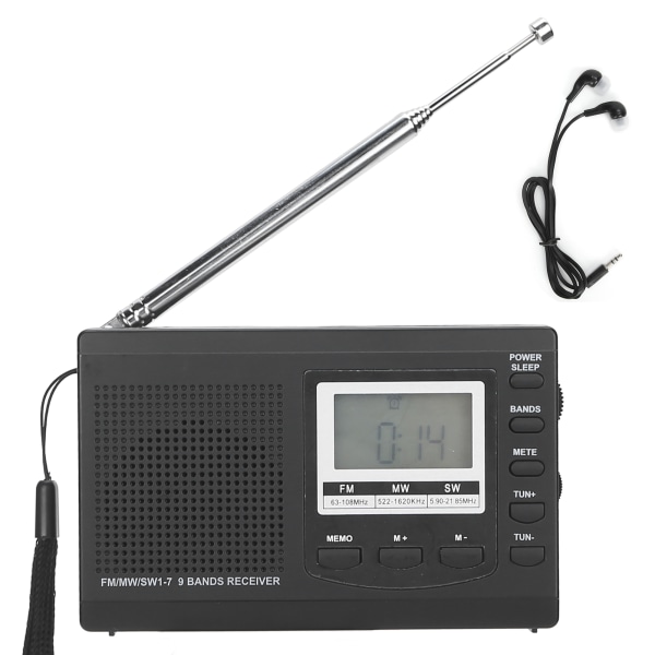 HRD-310 kannettava radioministereo FM/MW/SW-vastaanotin digitaalisella kellolla 3,5 mm kuuloke