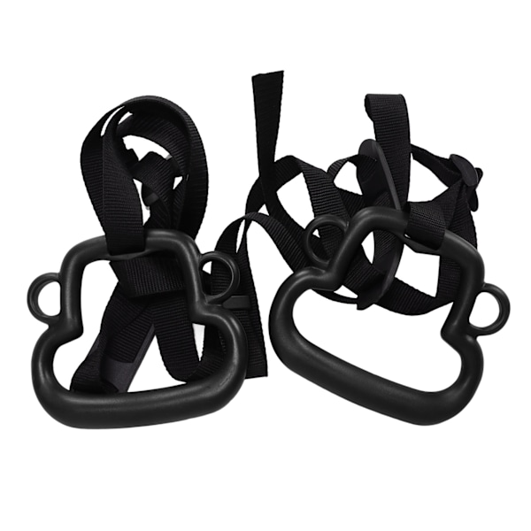 2Pcs Kids Gymnastic Rings Monkey Shape Load Bearing 150KG Ergonomic Portable Outdoor Pull Up Ring with Adjustable Straps Black