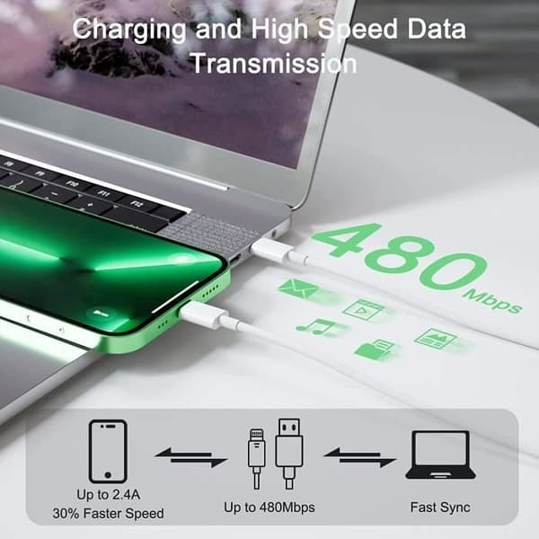 Snabbladdare - 20W - USB C - 1M - Kompatibel med iPhone 14/13/12/11/8 Plus