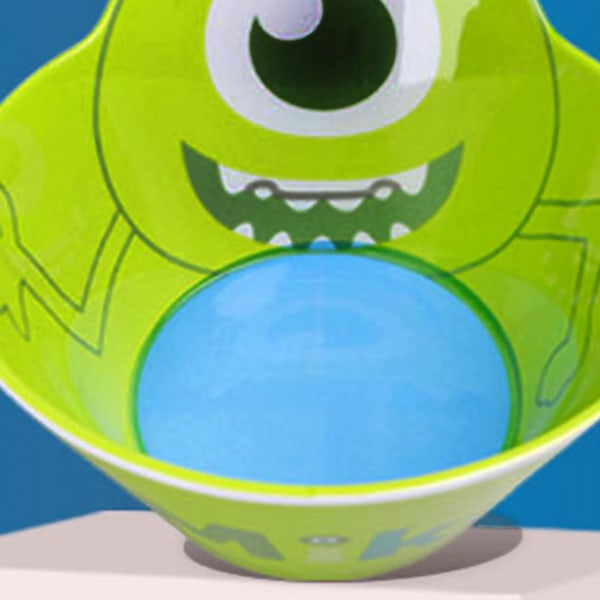 Barn Soppskål 3D Cartoon Stor Melamin Barn Porslin Skål för Porrige Hem Kindergarten Grön Stora Ögon Figur
