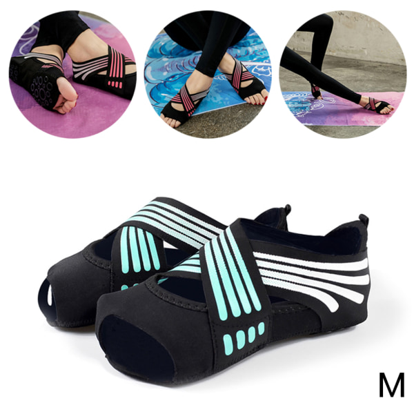 Yogastrumpor Dam Fem tår Finger Pilates Skor Fitness Cross Straps inomhus Halksäkra Yogastrumpor
