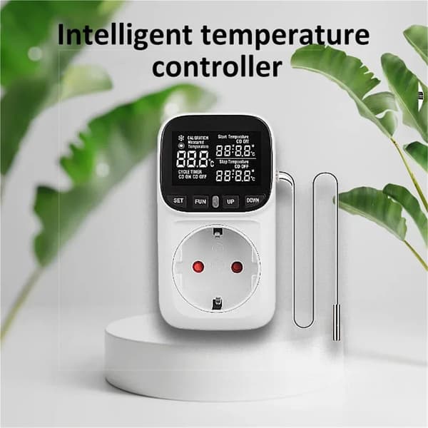 Europeisk plugg termometer digital temperaturkontroller sokkel husholdning termostat sensor sokkel med timer (EU-plugg)