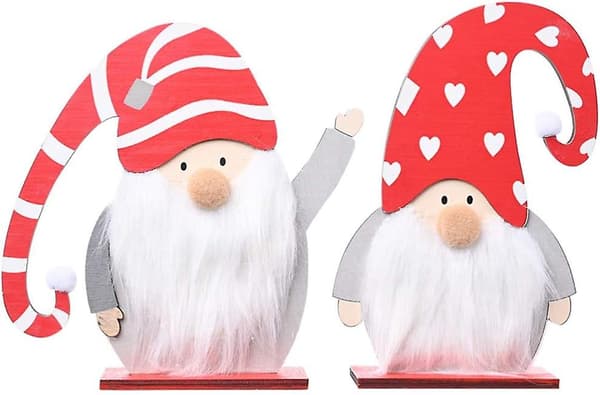 2 juleborddekorasjoner i tre, juleborddekorasjoner til julepynt