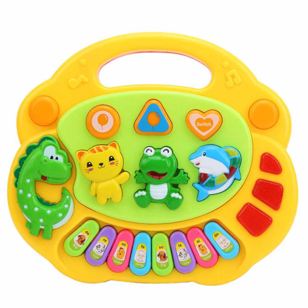 Söt tecknad djurmönster Baby musikalisk leksak Toddler pedagogisk musikleksak med ljusgul