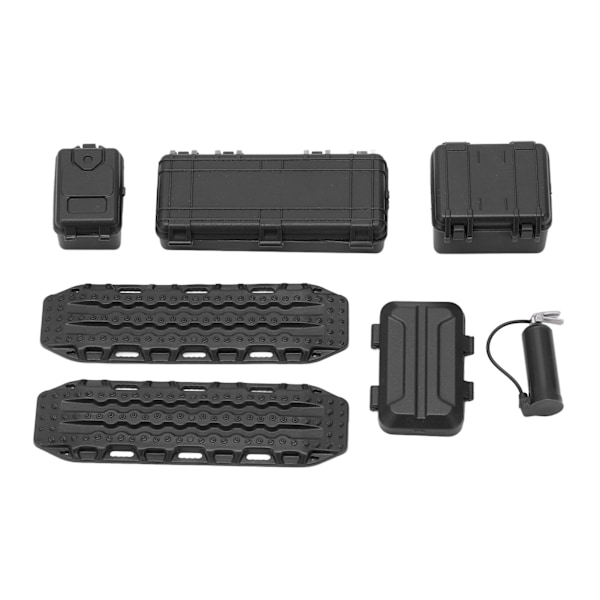 RC-auton simulointikoristelusetti - Matkalaukku, työkalulaatikko, sammutin ja pakoalusta 1/18 ja 1/24 RC-autoille (musta)