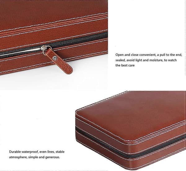 Watch Storage Box 8 Slots Watch Display Stand Leather (BROWN)