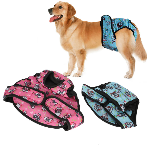 2 stk bløde åndbare hundefysiologiske bukser Justerbare hundekæledyrsundertøj Trusser Shorts (Pink Blue S)