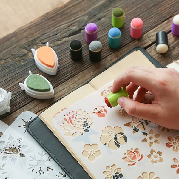 40-delt flerfarvet fingersvampesæt med opbevaringsboks til maling, farve, kridtning, håndværk og kortfremstilling