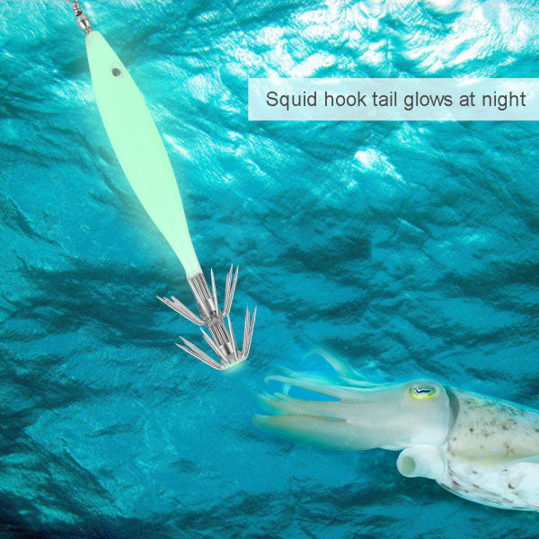 Høykvalitets blekksprutfiskkrok lokkeagndeler Fisketilbehør (lysende)