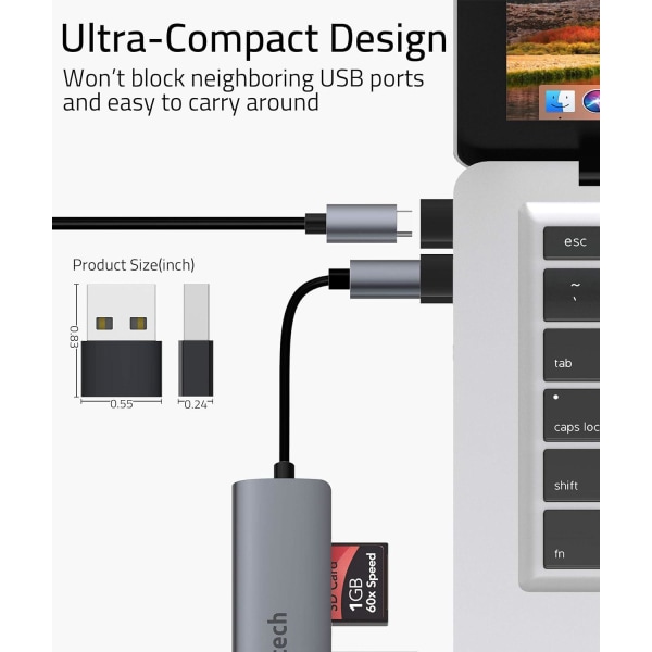 Svart USB C til USB-adapter 3-pakning kompatibel med iPhone 13 12 Pro Max iPad Air 6 Apple Watch Series 7 AirPods 3 Samsung Galaxy