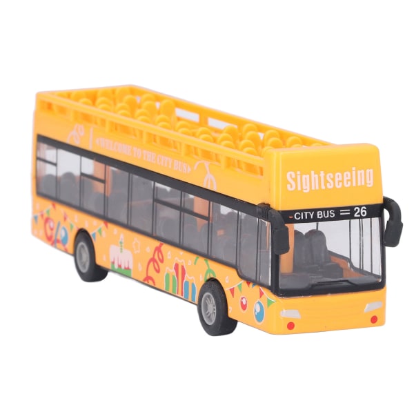 Barn Legering Cabriolet Bussmodell Hög Simulering Utsökt utseende Metall Pull Back Bussleksak för barn Barn Gul