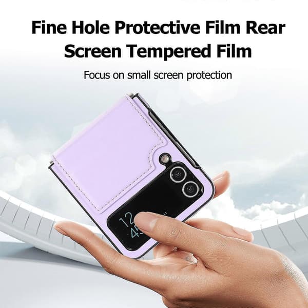 Case Compatible With Galaxy Z Flip 4, Shockproof PU Leather Cover With Ring Holder & Hinge Protection