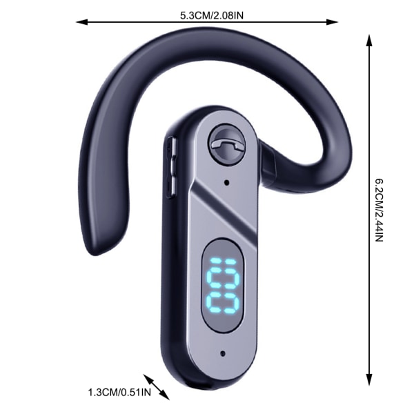Bluetooth Headset Single Ear Open Ear Trådløse Knogleledningshovedtelefoner med digitalt batteri Display Stemmekontrol
