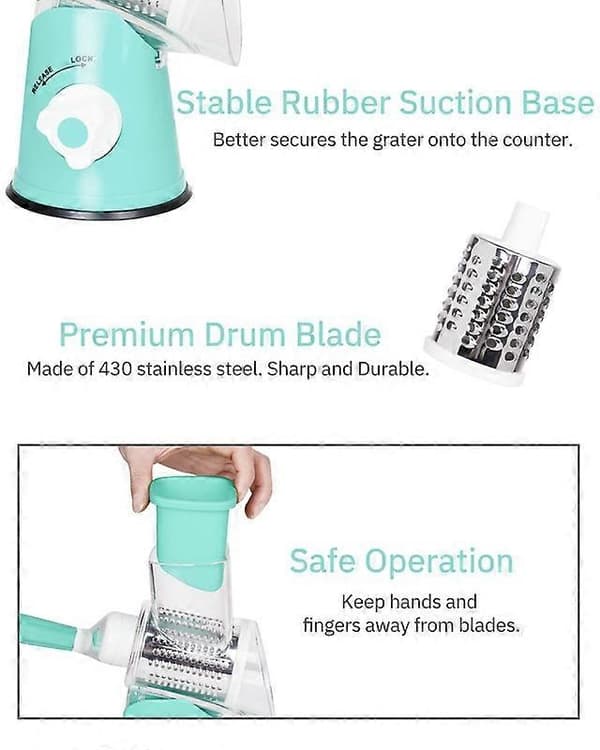 Rotary Cheese Grater, Manual Cheese Grater with Handle