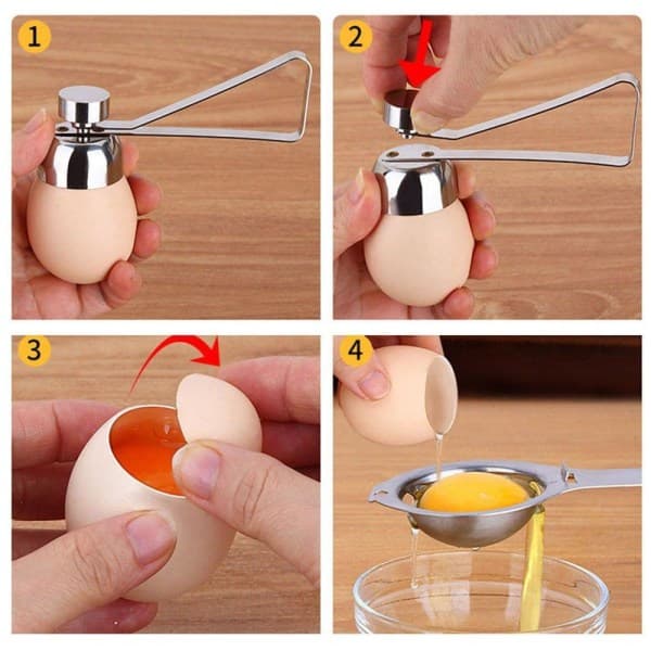 Praktisk eggetoppkutter, skallåpner, metall eggåpner sølv en størrelse
