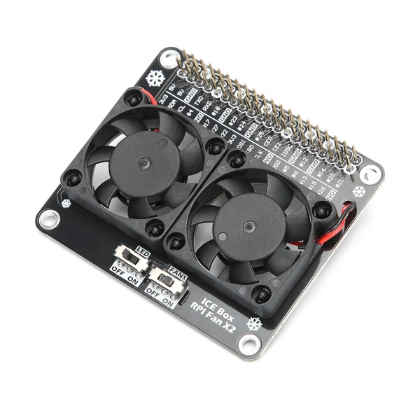 Kylfläkt för Raspberry Pi Kylfläns Expansionskort LED-ljus Dubbla Fläktar C2448